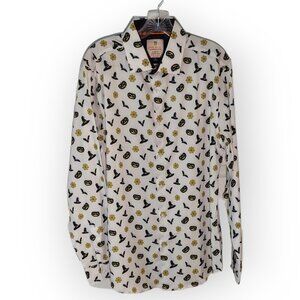 Tom Baine Men’s XL 17-17.5 Slim Fit Stretch Dress Shirt Halloween Button Up